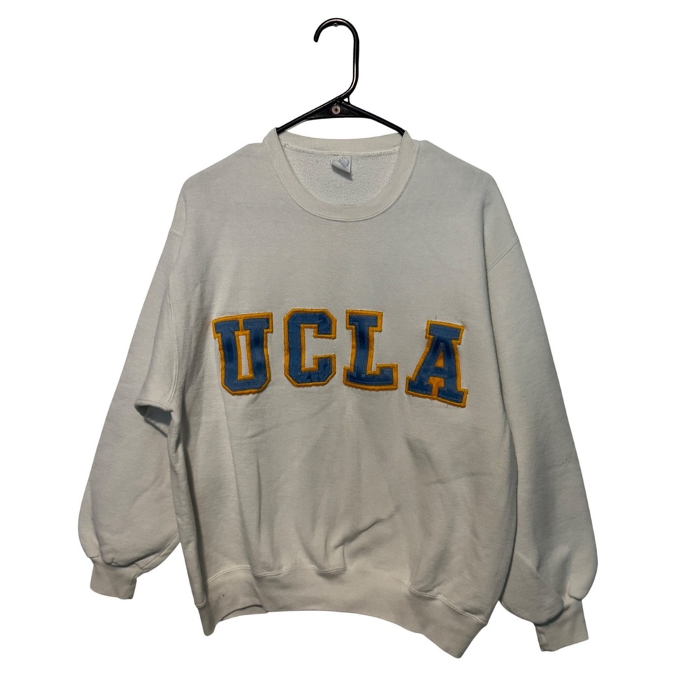 Vintage UCLA Sweatshirt Mens XL White Pullover Crewneck 80s Made in USA NCAA